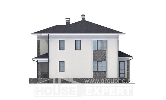 155-011-П Проект двухэтажного дома, скромный коттедж из блока Рудный, House Expert