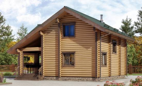 110-005-П Проект двухэтажного дома с мансардой, недорогой домик из бревен, Тараз