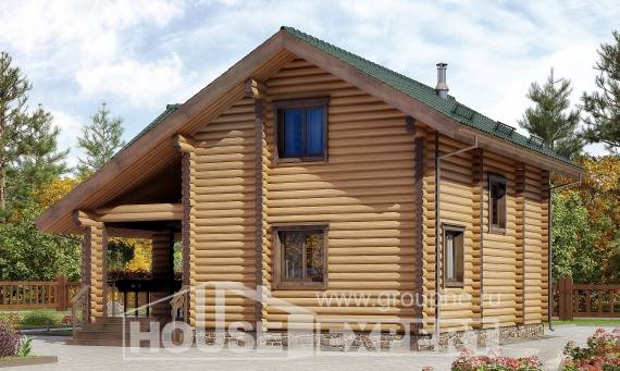 110-005-П Проект двухэтажного дома мансардой, бюджетный дом из бревен, Астана