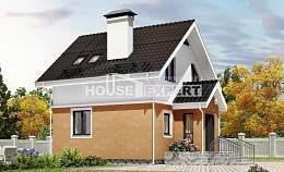 070-001-Л Проект двухэтажного дома мансардный этаж, махонький домик из теплоблока, Караганда