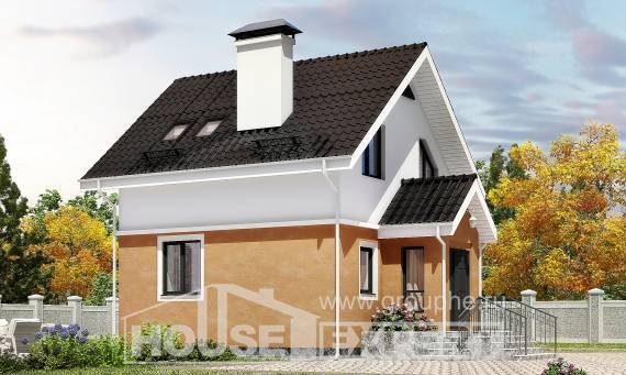 070-001-Л Проект двухэтажного дома мансардный этаж, махонький домик из теплоблока, Караганда