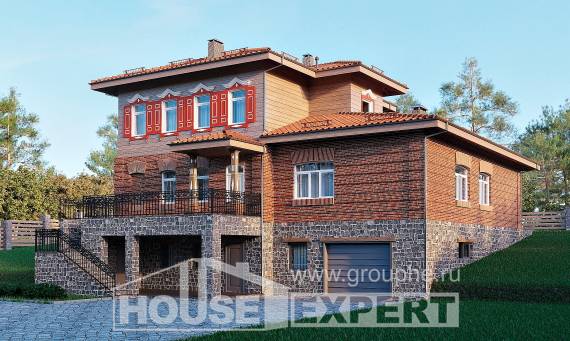 380-002-Л Проект трехэтажного дома и гаражом, красивый дом из кирпича Тараз, House Expert