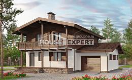 180-018-Л Проект двухэтажного дома с мансардным этажом и гаражом, простой домик из блока, Кокшетау