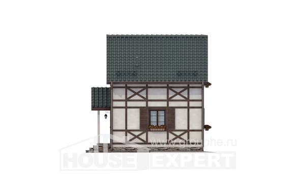 060-002-П Проект двухэтажного дома с мансардой, уютный коттедж из бревен Туркестан, House Expert