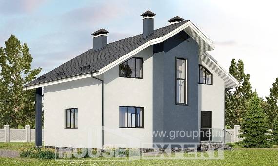 150-005-П Проект двухэтажного дома мансардой, недорогой загородный дом из бризолита Петропавловск, House Expert