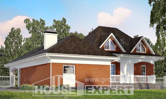 180-007-П Проект двухэтажного дома с мансардой, гараж, бюджетный домик из твинблока, Петропавловск
