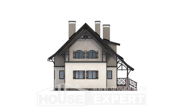 180-014-П Проект двухэтажного дома с мансардным этажом, небольшой дом из теплоблока Темиртау, House Expert