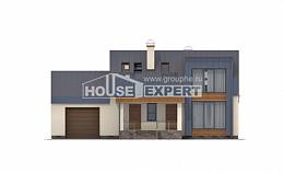 150-015-П Проект двухэтажного дома мансардный этаж, гараж, бюджетный загородный дом из газобетона, House Expert