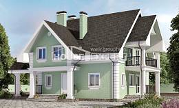 140-003-Л Проект двухэтажного дома с мансардным этажом и гаражом, экономичный загородный дом из теплоблока, Жанаозен