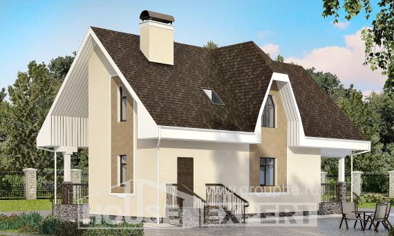 125-001-Л Проект двухэтажного дома мансардный этаж, уютный загородный дом из твинблока, Шымкент