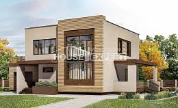 220-003-Л Проект двухэтажного дома, гараж, простой коттедж из пеноблока Семей, House Expert