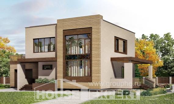 220-003-Л Проект двухэтажного дома и гаражом, красивый коттедж из арболита, Кызылорда
