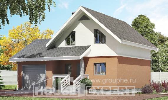 120-002-Л Проект двухэтажного дома с мансардой, гараж, красивый загородный дом из газобетона Шымкент, House Expert