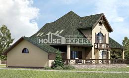 350-001-П Проект двухэтажного дома с мансардой и гаражом, классический домик из поризованных блоков Караганда, House Expert