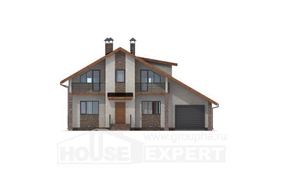 180-008-П Проект двухэтажного дома с мансардным этажом и гаражом, средний домик из теплоблока, Нур-Султан