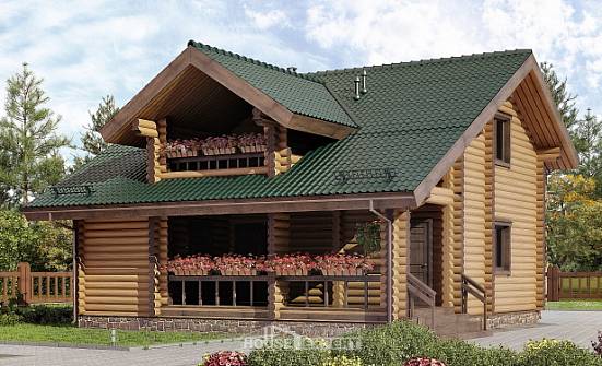 110-005-П Проект двухэтажного дома мансардой, бюджетный дом из бревен, Атырау
