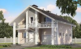 150-002-П Проект двухэтажного дома с мансардой, гараж, недорогой домик из газобетона, House Expert