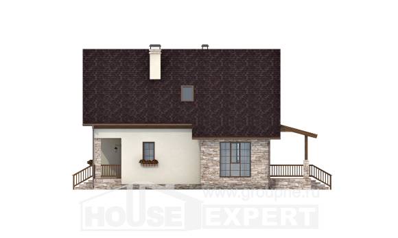 140-001-П Проект двухэтажного дома с мансардным этажом, компактный дом из керамзитобетонных блоков Рудный, House Expert