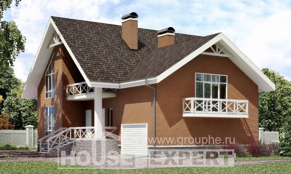 215-001-П Проект двухэтажного дома мансардой, гараж, красивый домик из бризолита, Уральск