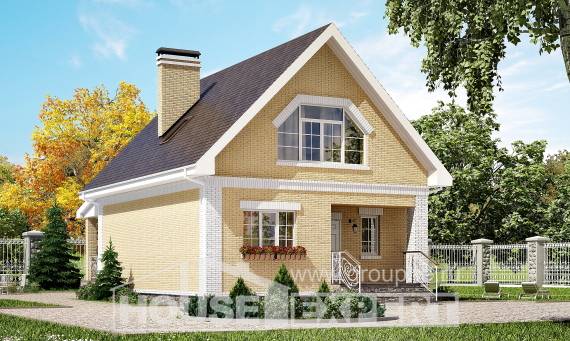 130-004-П Проект двухэтажного дома с мансардой, уютный домик из твинблока Кызылорда, House Expert