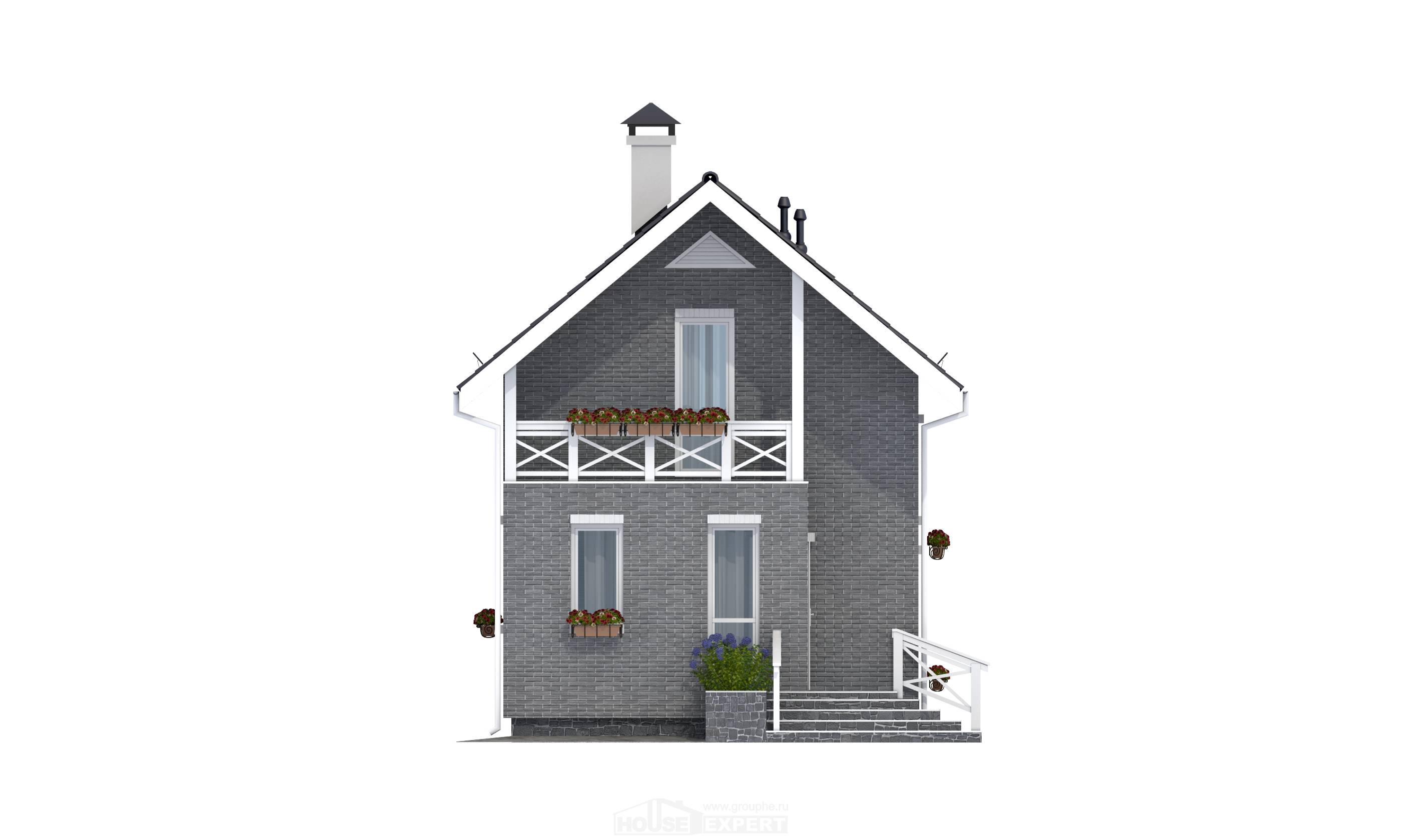 045-001-П Проект двухэтажного дома с мансардой, компактный дом из керамзитобетонных блоков, Экибастуз