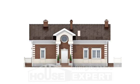 160-009-П Проект двухэтажного дома с мансардным этажом, бюджетный дом из блока Семей, House Expert