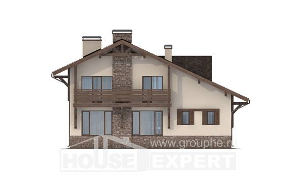 190-007-Л Проект двухэтажного дома мансардный этаж и гаражом, просторный загородный дом из кирпича, Талдыкорган
