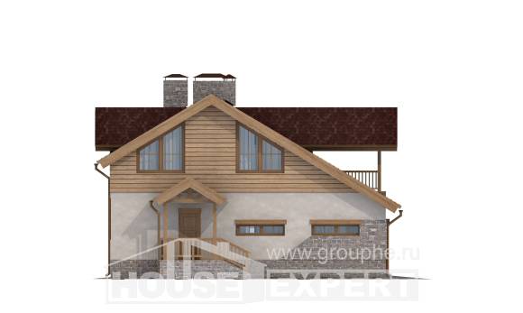 165-002-П Проект двухэтажного дома мансардой, гараж, бюджетный дом из газосиликатных блоков Актобе, House Expert