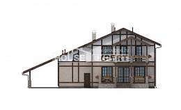 250-002-П Проект двухэтажного дома с мансардным этажом и гаражом, красивый домик из кирпича, Алма-Ата