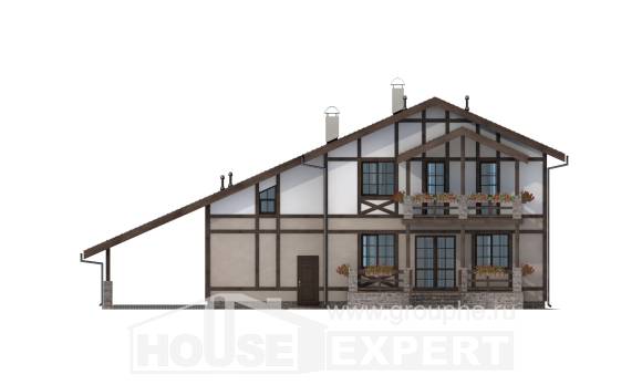 250-002-П Проект двухэтажного дома с мансардным этажом и гаражом, красивый домик из кирпича, Алма-Ата