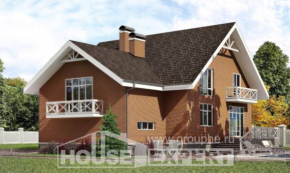215-001-П Проект двухэтажного дома мансардой, гараж, современный домик из пеноблока Темиртау, House Expert