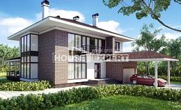 340-001-П Проект двухэтажного дома, гараж, современный коттедж из кирпича Темиртау, House Expert