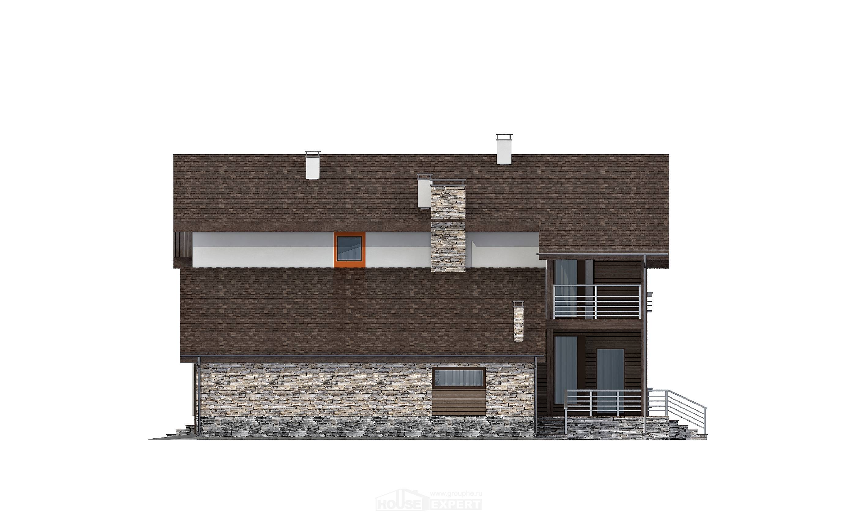 240-004-П Проект двухэтажного дома с мансардой и гаражом, классический коттедж из бризолита Кокшетау, House Expert