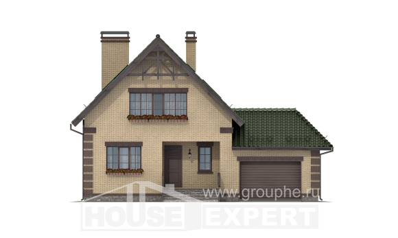 160-007-П Проект двухэтажного дома мансардой, гараж, простой домик из арболита Кызылорда, House Expert