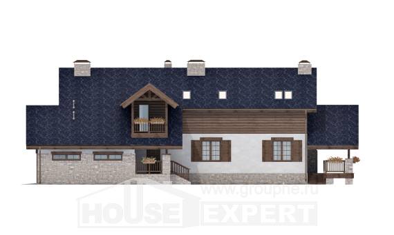 280-003-Л Проект двухэтажного дома с мансардой и гаражом, классический загородный дом из арболита Костанай, House Expert