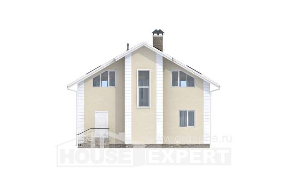 150-002-Л Проект двухэтажного дома мансардой, гараж, небольшой загородный дом из газобетона Семей, House Expert