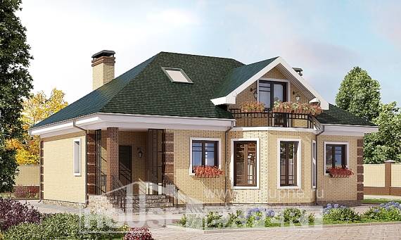150-013-Л Проект двухэтажного дома мансардой, современный домик из кирпича, Талдыкорган