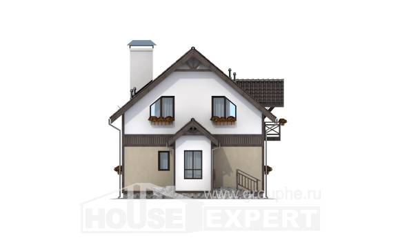 105-001-П Проект двухэтажного дома мансардный этаж, доступный домик из поризованных блоков, House Expert