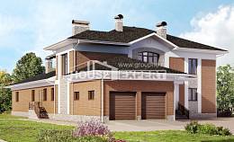 520-002-Л Проект трехэтажного дома и гаражом, красивый дом из теплоблока Шымкент, House Expert
