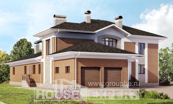 520-002-Л Проект трехэтажного дома и гаражом, просторный домик из газосиликатных блоков, Уральск