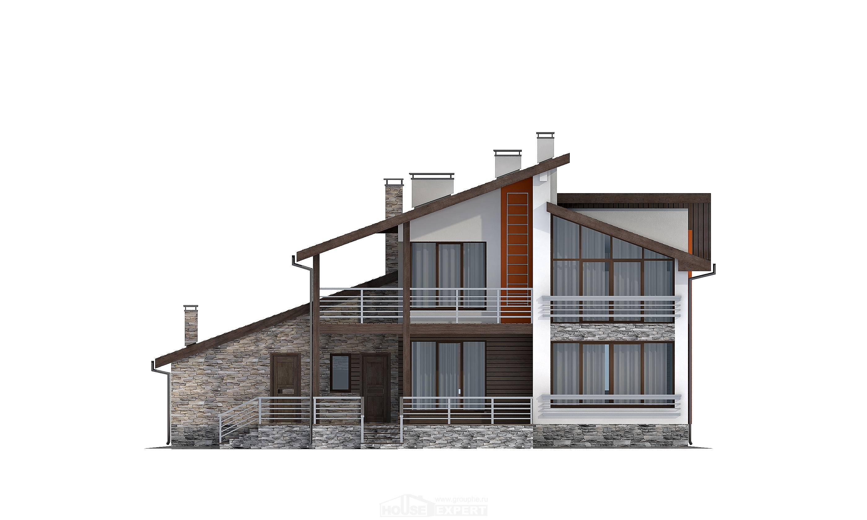 240-004-П Проект двухэтажного дома мансардный этаж и гаражом, простой домик из арболита Темиртау, House Expert