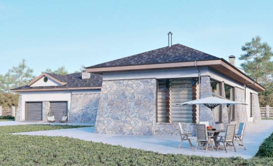 280-004-Л Проект одноэтажного дома, гараж, просторный загородный дом из газобетона Актау | Проекты домов от House Expert