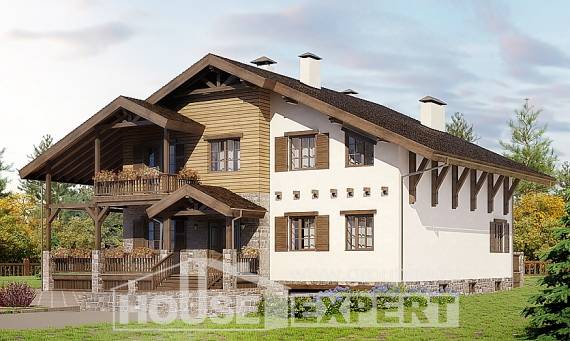 400-004-П Проект трехэтажного дома с мансардой, гараж, большой дом из кирпича Усть-Каменогорск, House Expert