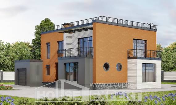 260-002-Л Проект двухэтажного дома, гараж, классический домик из твинблока, Атырау