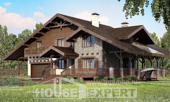 320-001-П Проект двухэтажного дома с мансардой и гаражом, современный домик из кирпича Шымкент, House Expert