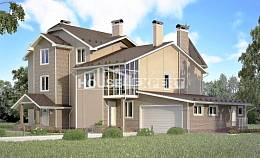 555-001-Л Проект трехэтажного дома мансардой, гараж, уютный загородный дом из теплоблока, House Expert