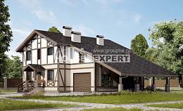 250-002-П Проект двухэтажного дома с мансардным этажом, гараж, уютный загородный дом из кирпича Кокшетау, House Expert