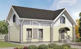 150-012-П Проект двухэтажного дома мансардой, недорогой домик из поризованных блоков, Темиртау