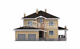 350-002-Л Проект трехэтажного дома, гараж, просторный домик из кирпича, House Expert