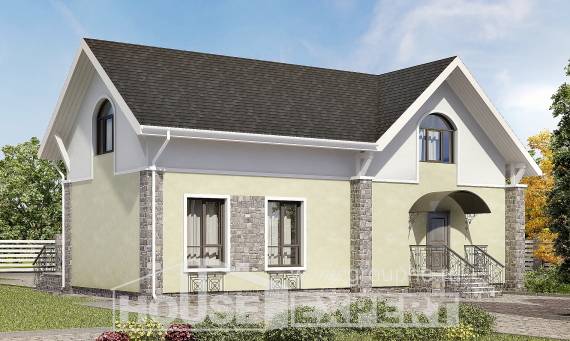 150-012-П Проект двухэтажного дома мансардный этаж, компактный коттедж из арболита, Рудный